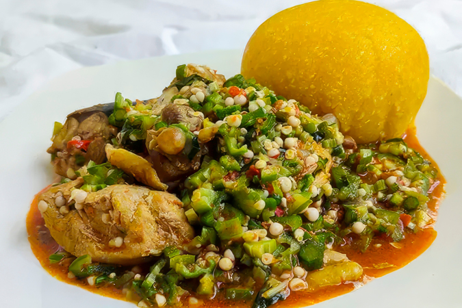 Okra Soup with gari